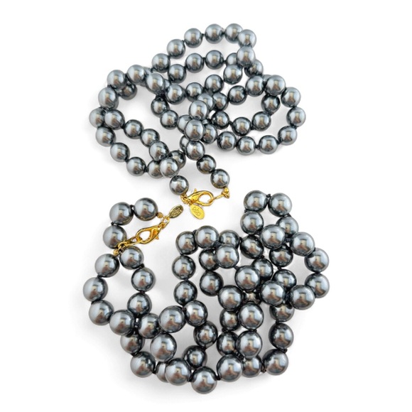 Joan Rivers Jewelry - Joan Rivers Set of 2 Gray Gunmetal Metallic Faux Pearl Beaded Necklaces